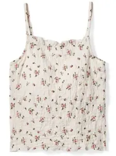 パット付き小花柄シワ加工キャミソール［dk885a］