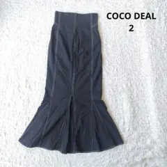 【ココディール】マーメイドスカート　ハイウエスト　配色ステッチ　ストレッチ　黒