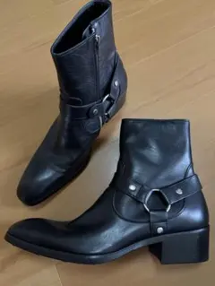 未使用近い whoop de doo レザーブーツ ヒール 日本 牛革 美品 黒のサムネイル