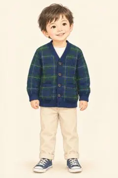 【極美品】　ラルフローレン　POLO チェック　カーディガン 3T 100 綿