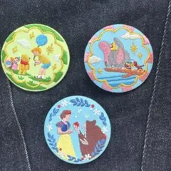 ディズニー 刺繍缶バッジ 白雪姫 ダンボ くまのプーさん