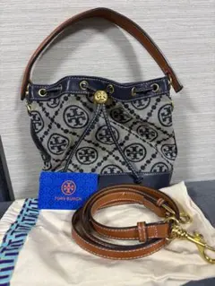TORY BURCH モノグラムジャカードバケットバッグ