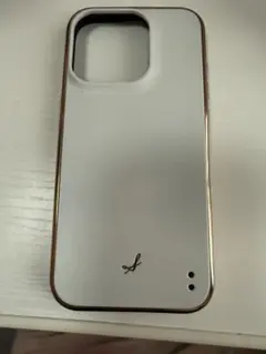 iPhone15pro用シンプルホワイト／ゴールドケース