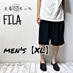 Q42【FILA】ビッグサイズワンポイントロゴハーフパンツ【メンズXL】黒