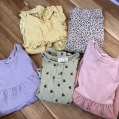 ノースリーブ&長袖ワンピース 90〜104 5点セット