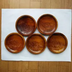 最終底値☆木彫菓子皿5枚揃い