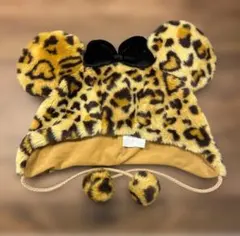 ヒョウ柄 ミッキー型ファンキャップ