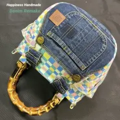 1221 花柄デニムリメイクバック ハンドメイド - メルカリ