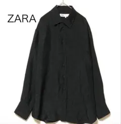 ZARA ザラ ブラックシャツ L 長袖シャツ シワ加工 オーバーサイズのサムネイル