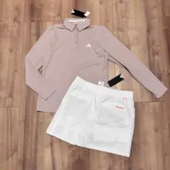 長袖ポロシャツ　サイドプリーツスカート　XL UVカット　セットアップ　春夏