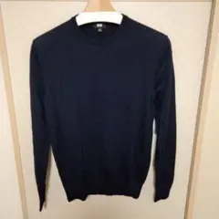ユニクロ メリノウール クルーネックセーター メンズＳ・ネイビー