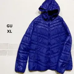GU 中綿ジャケット フード付き ブルー XL 軽量 防寒 アウター K694