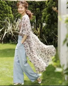 INGNI ペイズリー柄 シフォンガウン マキシワンピ