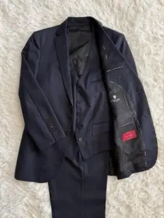 ブラックレーベル 3ピース スーツ シルク モヘヤ 御幸毛織 裏地総柄 ネイビー