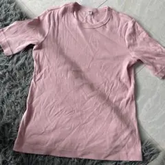 UNIQLO ピンク リブ編み Tシャツ M