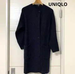ユニクロ　毛混　ウールブレンド　ツイードニットコート　S