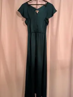 H&M ダークグリーン フレアスリーブ マキシワンピース お呼ばれ Mサイズ