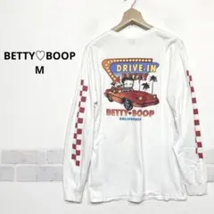 BETTY BOOP ロンT バックプリント チェッカーカラー M 白 K234のサムネイル