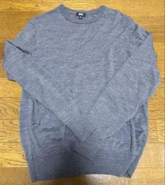 ユニクロ　メリノクルーネックセーター　グレー　M