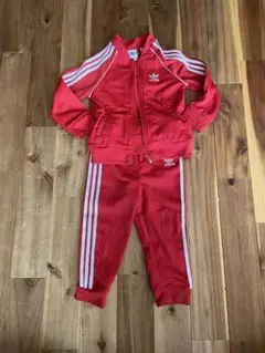 adidas 赤 ストライプ ジャージセット　３本ライン　黒　90のサムネイル