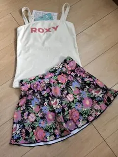 新品　ROXY キッズ 水着 ビキニ セット キュロット型ボトム 花柄 140