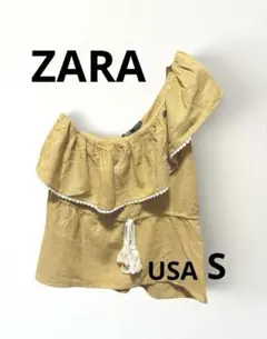 ZARA フリル付きワンショルダートップス　USA S グランジ