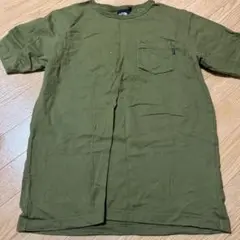 オリーブグリーン 半袖Tシャツ 左胸ポケット