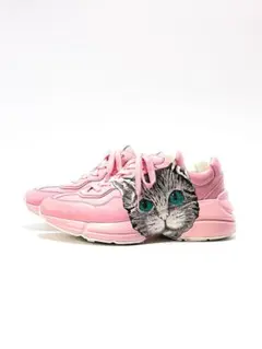 にゃんこ ★GUCCI★ライトンミスティックキャット レザー スニーカー 未使用 グッチ ミスティック キャット ライトン スニーカー