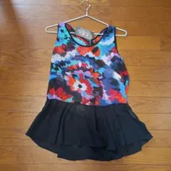 ノースリーブ トップス カットソー 新品未使用 柄物 チュニック L