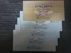 ゼビオホールディングス株主優待券　20%割引1枚、10%割引4枚