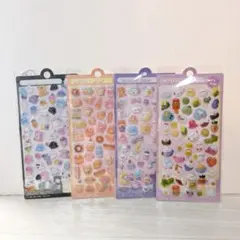 【新品】3D ぷくぷくシール 4枚セット 人気 ぷっくりかわいい シール帳 立体