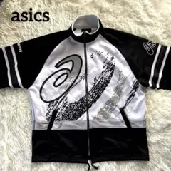レア✨90s アシックス 総柄 トラックジャケット ジャージ 黒タグ ユルだぼM