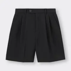 GU Wタックショートパンツ S ブラック
