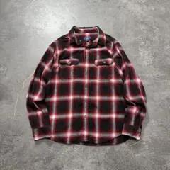 Georgeオンブレシャドーチェックシャツコットンレーヨン赤黒L古着