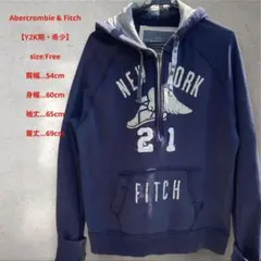 アバクロ／ハーフジッ￼プ／パーカー／ダメージ加工／アメカジ／ブランド古着￼￼￼