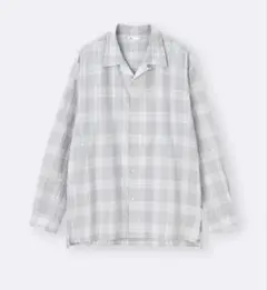 GU テクスチャーオープンカラーチェックシャツ