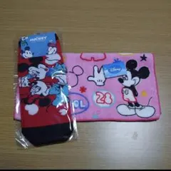 ディズニー　ミッキーマウス　くるぶしソックス　ハンドタオル　セット