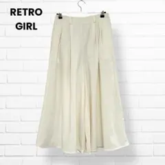 RETRO GIRL ガウチョパンツ ワイドパンツ【Ｍ】白 ウエストゴム