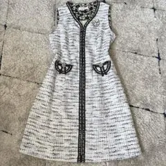 【美品✨】スーパービューティー　ジレ　ツイード　42 XL ワンピース　ジップ