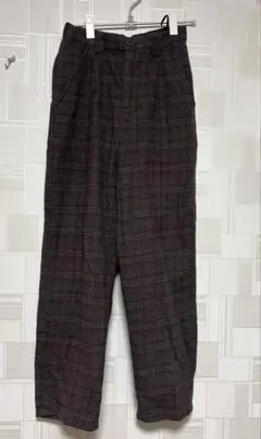 サマンサモスモス　ブルー　ブラウンチェックパンツ