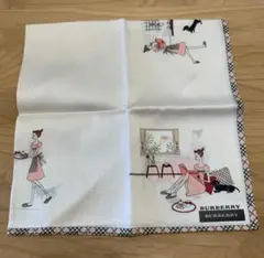 新品未使用　BURBERRY ハンカチ 50cm 希少柄　女の子　犬　ベージュ地