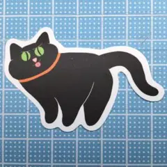 防水ステッカー　ねこ　クロネコ　黒猫　首輪