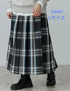 coen コーエン チェックプリーツロングスカート ロングスカート