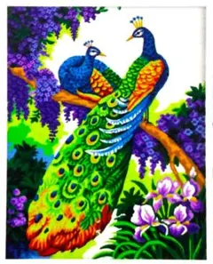 ダイヤモンドアート Peacocks on a branch 枝にとまる孔雀