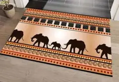 玄関マット　インテリアマット　ゾウ　エスニック　エレファント　滑り止め