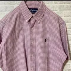 Ralph Lauren M ピンクチェック半袖シャツ