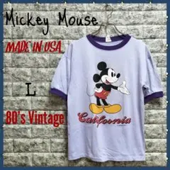 ✨《激レア♪》80’ビンテージ《USA製》【ミッキーマウス】リンガーTシャツ・L