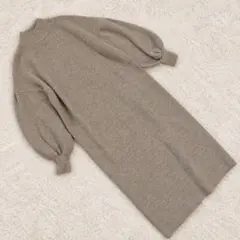 CLANE UP NECK PUFF SLEEVE KNIT OP BEIGE