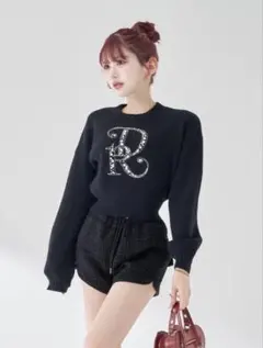 Darich ダーリッチ DRビジューボリュームリブニットトップス ブラック Darich DR ビジューボリュームリブニット トップス BLK - メルカリ