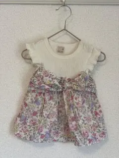 petit main 花柄ドッキングTシャツ 90cm